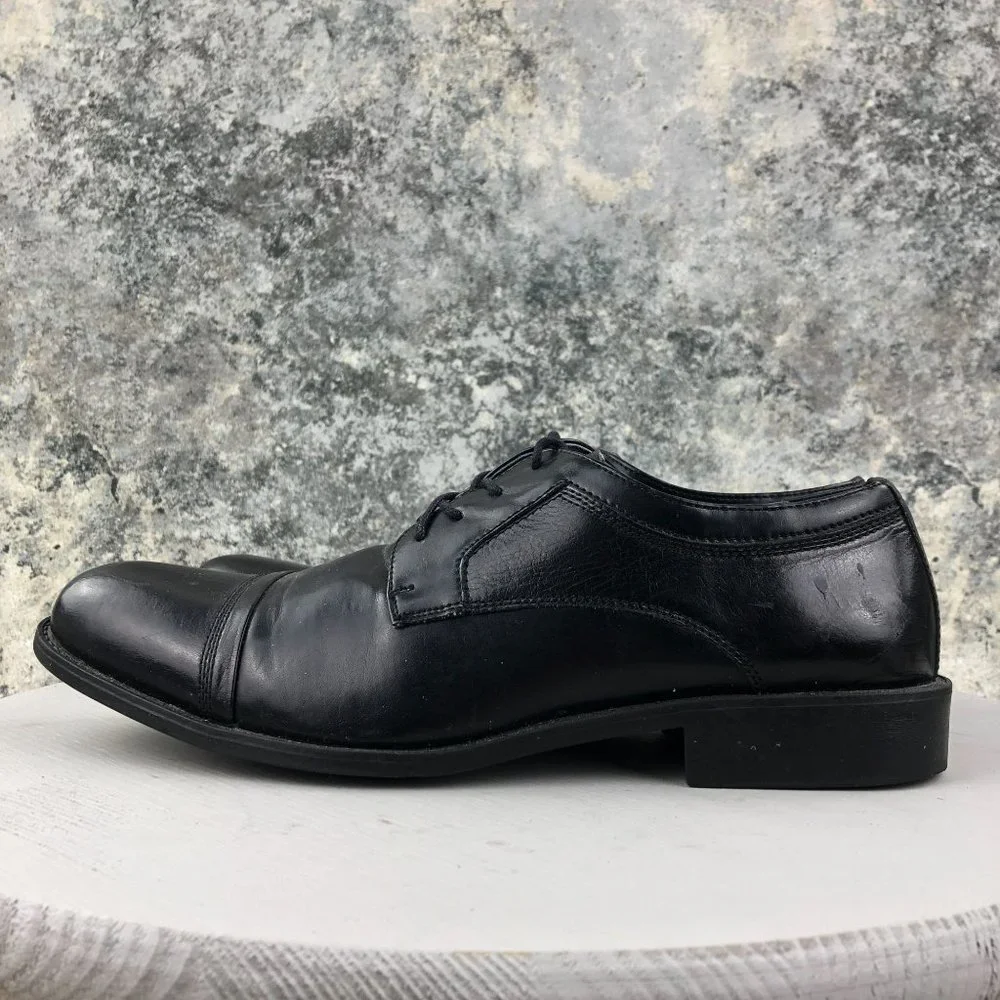 Steve Madden Men's Size 10.5M Minted Black Leather Lace-Up Oxfords Dress Shoes